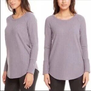 Chaser Purple Waffle Knit Thermal Long Sleeve Top Women's Large